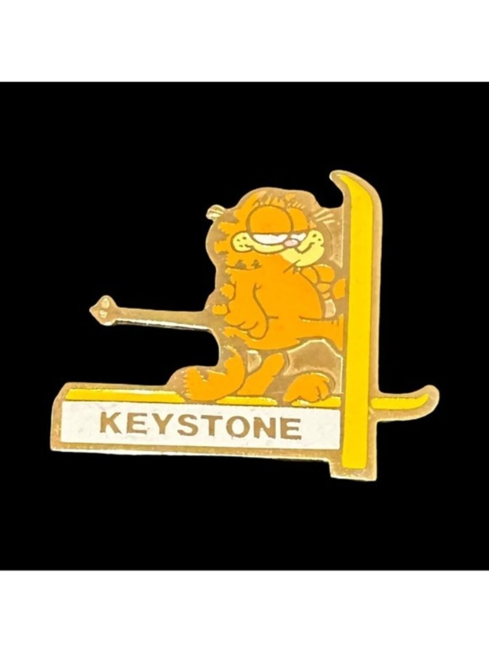 Vintage Garfield Keystone Ski Pin Orange & Yellow 1978 Jim Davis Signed Collecti